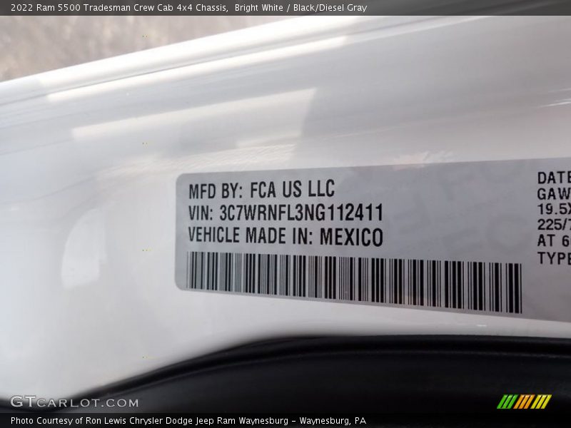 Bright White / Black/Diesel Gray 2022 Ram 5500 Tradesman Crew Cab 4x4 Chassis