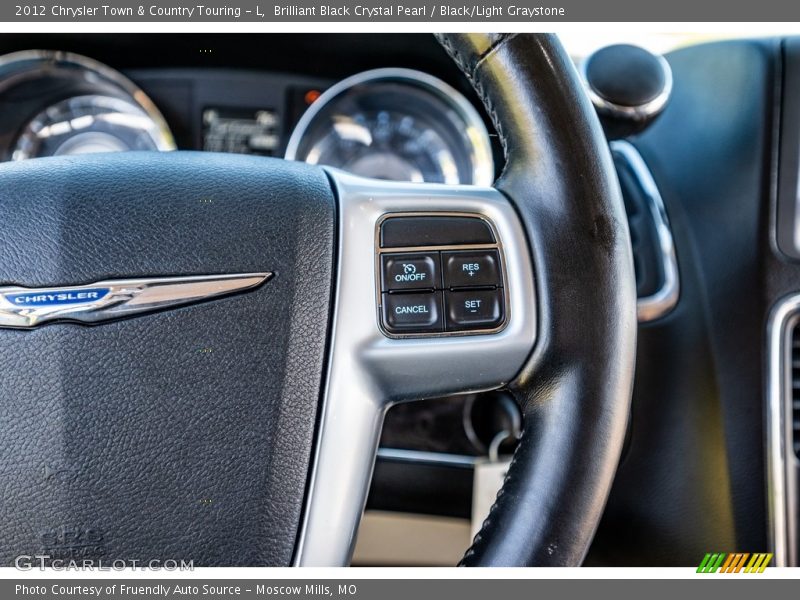 Brilliant Black Crystal Pearl / Black/Light Graystone 2012 Chrysler Town & Country Touring - L