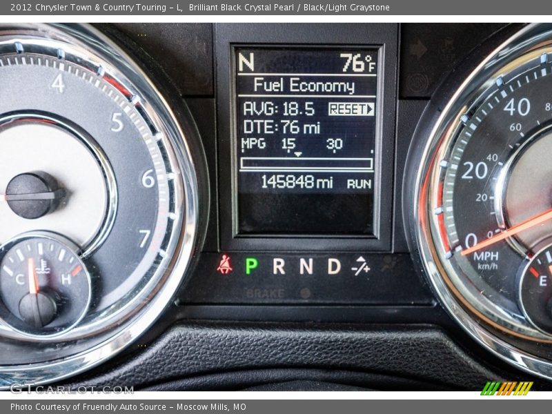 Brilliant Black Crystal Pearl / Black/Light Graystone 2012 Chrysler Town & Country Touring - L