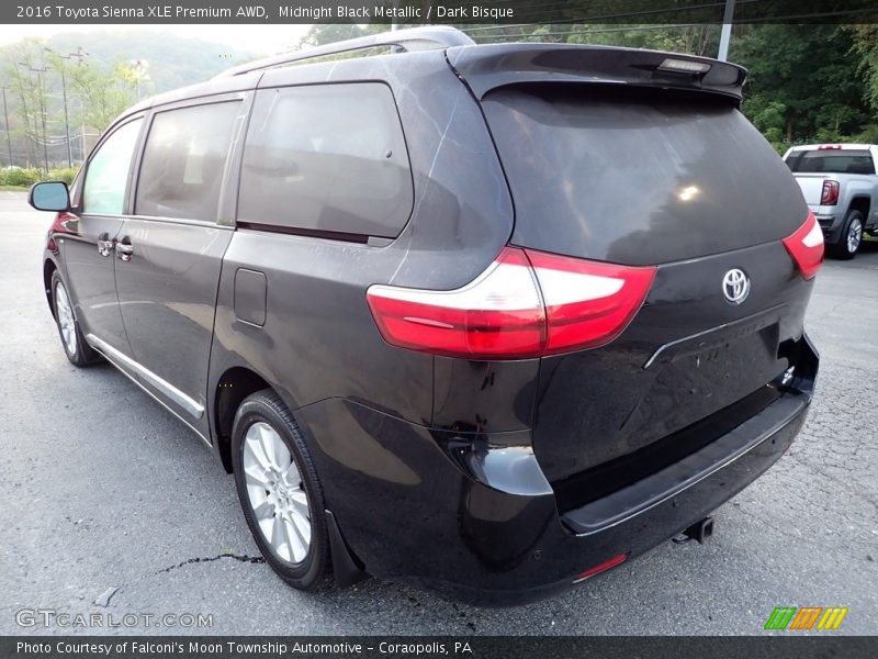 Midnight Black Metallic / Dark Bisque 2016 Toyota Sienna XLE Premium AWD