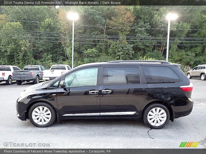Midnight Black Metallic / Dark Bisque 2016 Toyota Sienna XLE Premium AWD