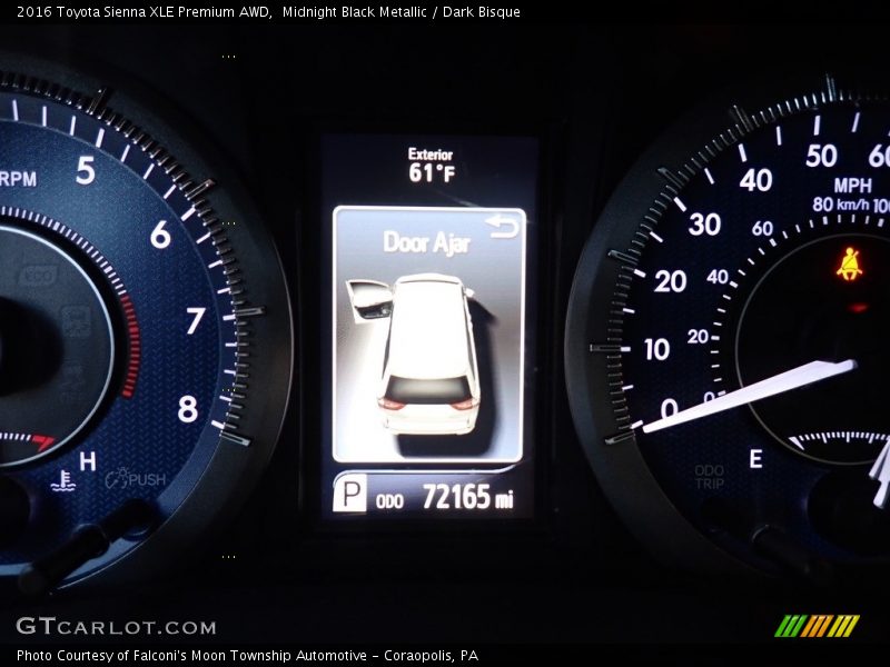 Midnight Black Metallic / Dark Bisque 2016 Toyota Sienna XLE Premium AWD