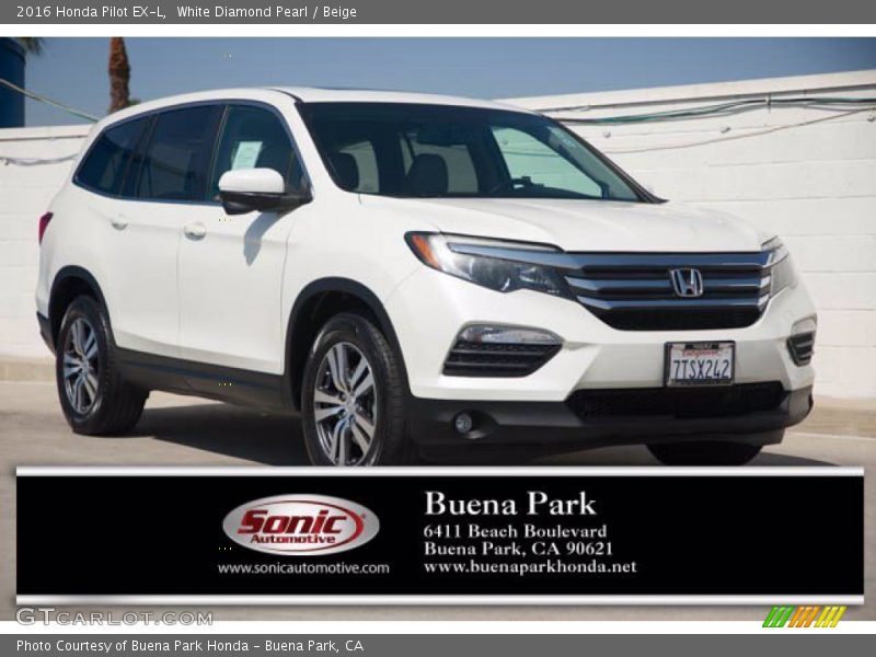 White Diamond Pearl / Beige 2016 Honda Pilot EX-L