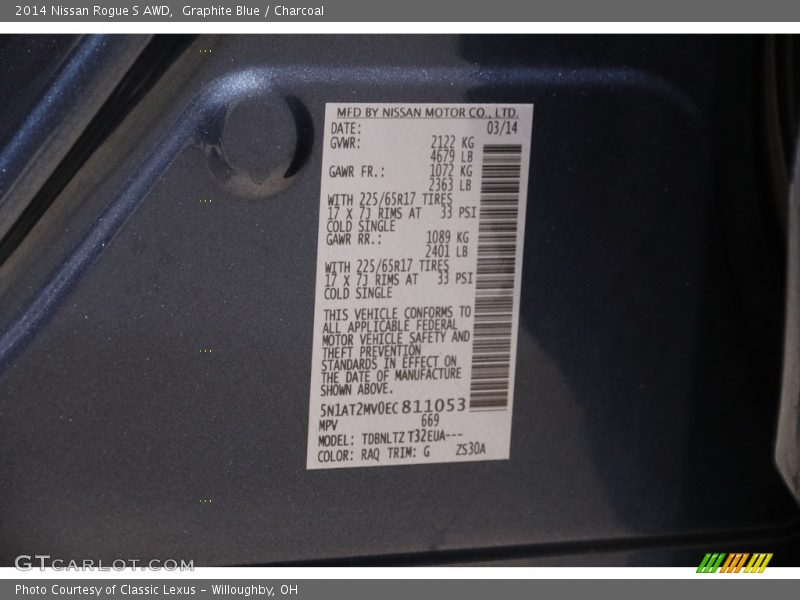 Graphite Blue / Charcoal 2014 Nissan Rogue S AWD