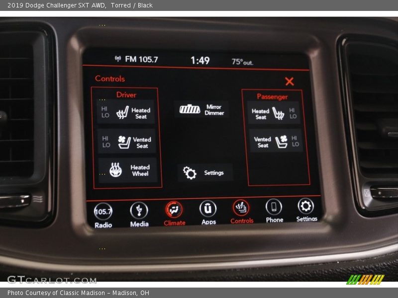 Controls of 2019 Challenger SXT AWD