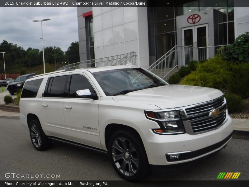 Champagne Silver Metallic / Cocoa/Dune 2015 Chevrolet Suburban LTZ 4WD