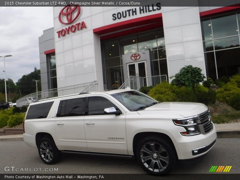 Champagne Silver Metallic / Cocoa/Dune 2015 Chevrolet Suburban LTZ 4WD