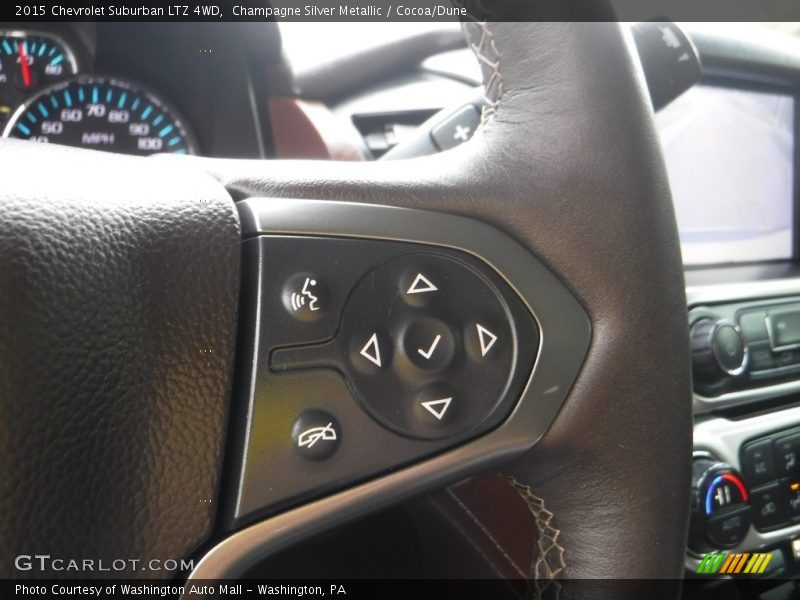 Champagne Silver Metallic / Cocoa/Dune 2015 Chevrolet Suburban LTZ 4WD