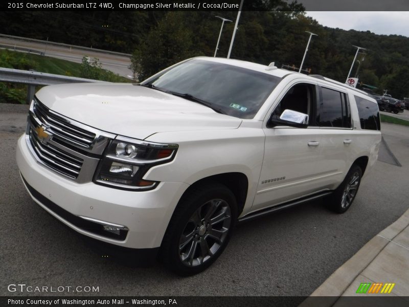 Champagne Silver Metallic / Cocoa/Dune 2015 Chevrolet Suburban LTZ 4WD