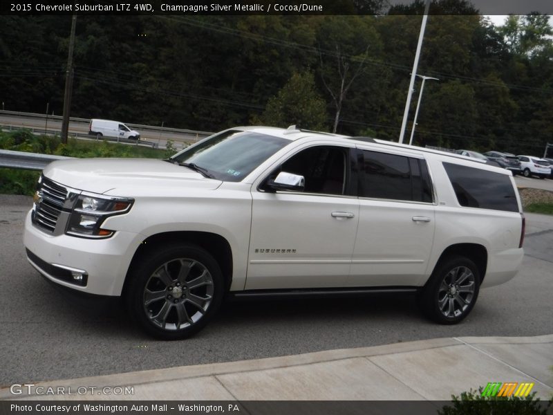Champagne Silver Metallic / Cocoa/Dune 2015 Chevrolet Suburban LTZ 4WD