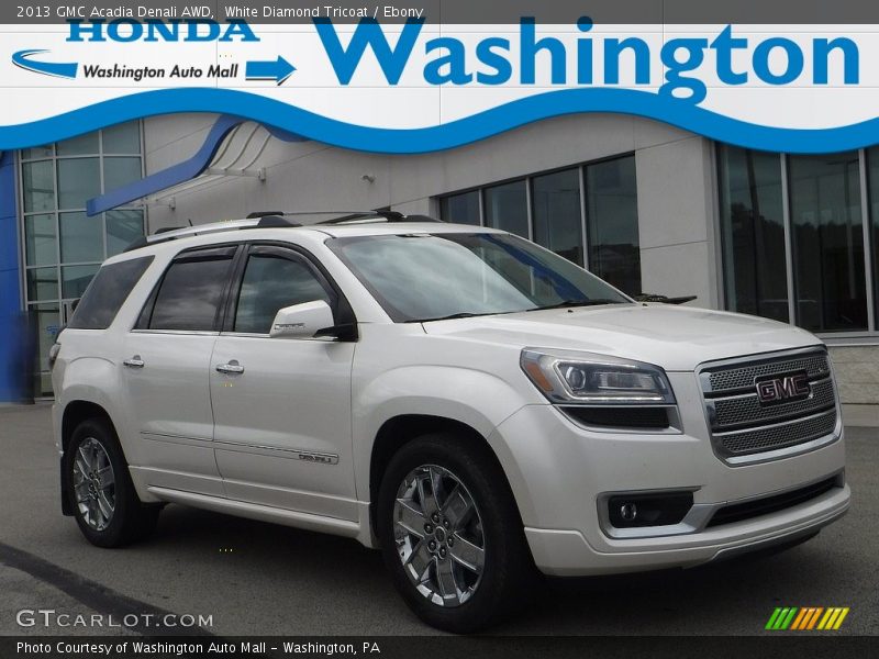 White Diamond Tricoat / Ebony 2013 GMC Acadia Denali AWD
