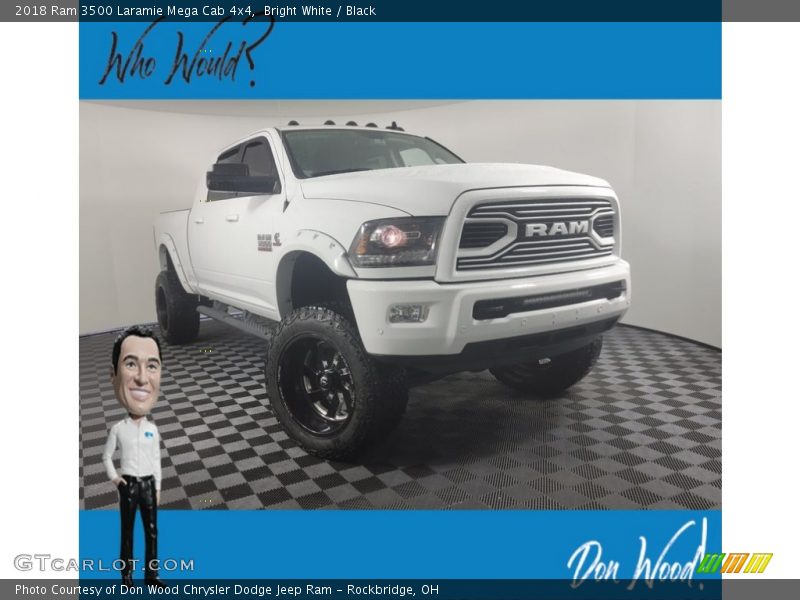 Bright White / Black 2018 Ram 3500 Laramie Mega Cab 4x4