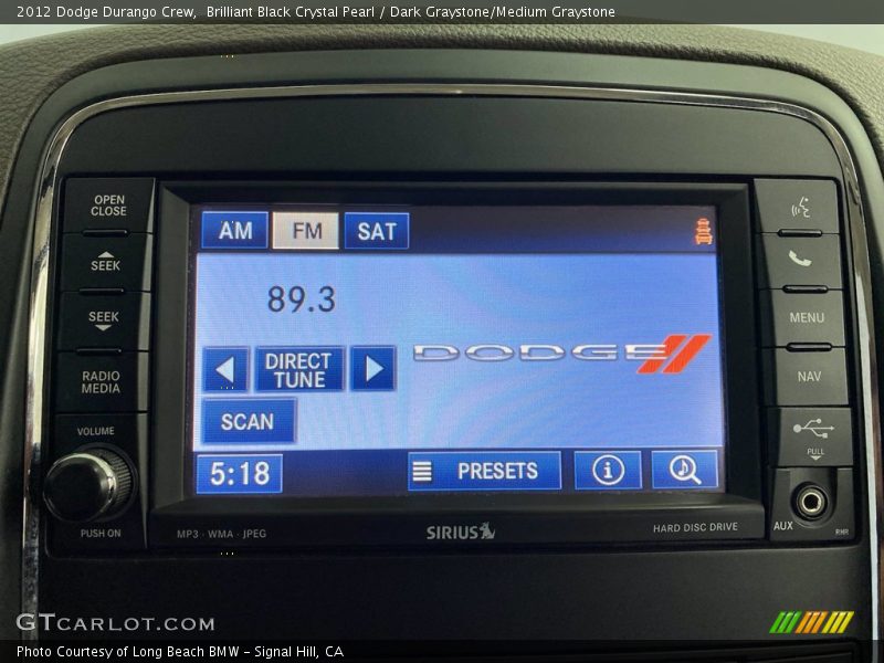 Brilliant Black Crystal Pearl / Dark Graystone/Medium Graystone 2012 Dodge Durango Crew