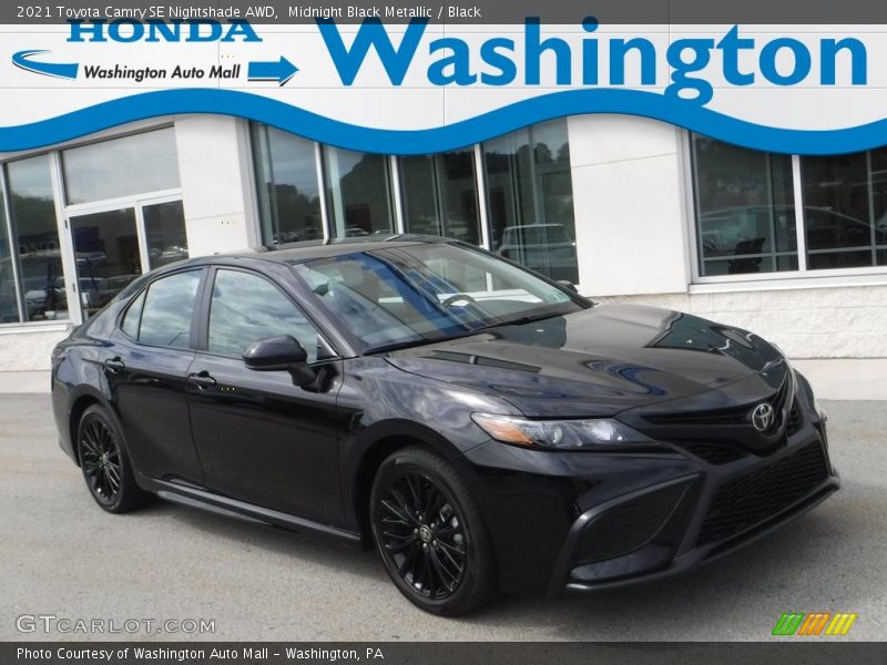 Midnight Black Metallic / Black 2021 Toyota Camry SE Nightshade AWD