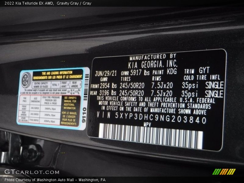 Gravity Gray / Gray 2022 Kia Telluride EX AWD