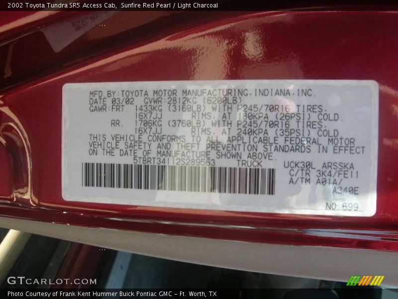 Sunfire Red Pearl / Light Charcoal 2002 Toyota Tundra SR5 Access Cab