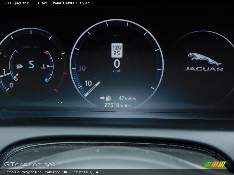 Polaris White / Jet/Jet 2016 Jaguar XJ L 3.0 AWD