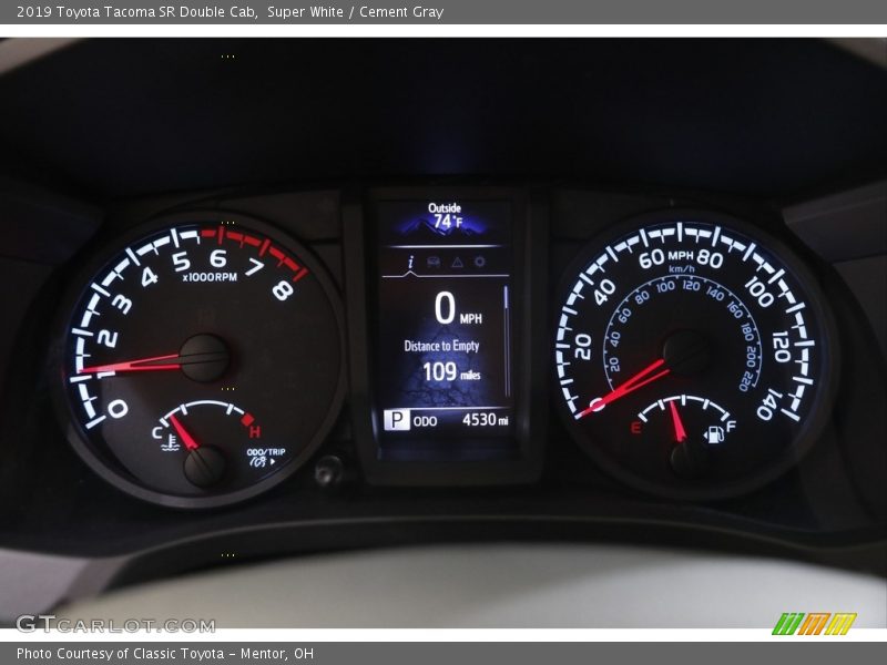 Super White / Cement Gray 2019 Toyota Tacoma SR Double Cab
