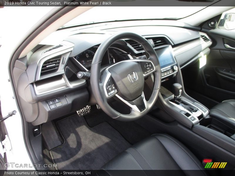 Platinum White Pearl / Black 2019 Honda Civic Touring Sedan