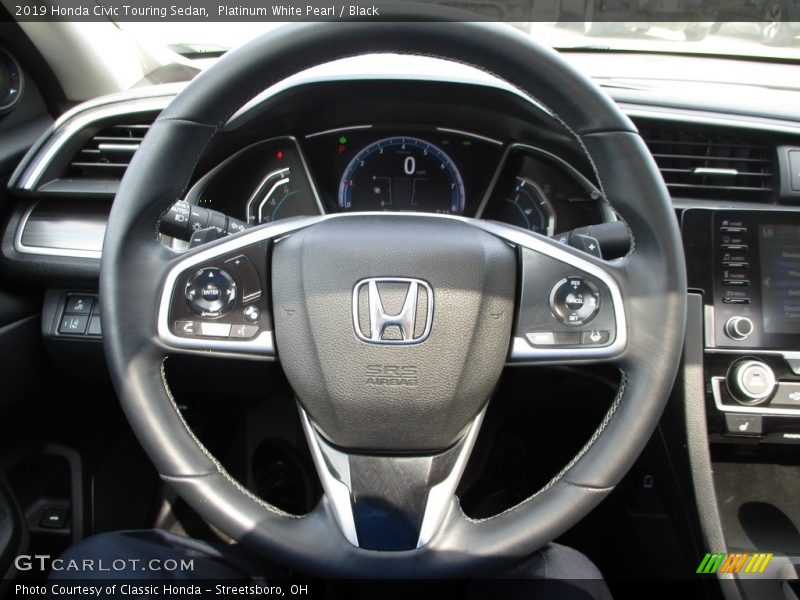 Platinum White Pearl / Black 2019 Honda Civic Touring Sedan