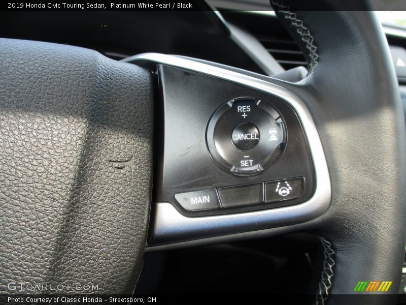 Platinum White Pearl / Black 2019 Honda Civic Touring Sedan