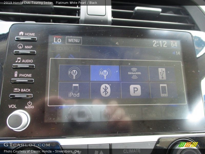 Platinum White Pearl / Black 2019 Honda Civic Touring Sedan