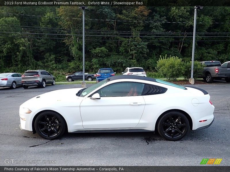 Oxford White / Showstopper Red 2019 Ford Mustang EcoBoost Premium Fastback