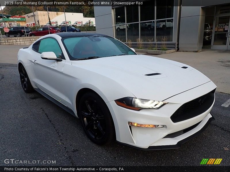Oxford White / Showstopper Red 2019 Ford Mustang EcoBoost Premium Fastback