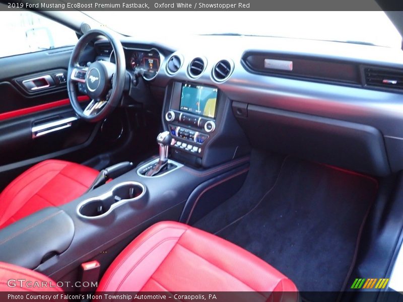 Oxford White / Showstopper Red 2019 Ford Mustang EcoBoost Premium Fastback