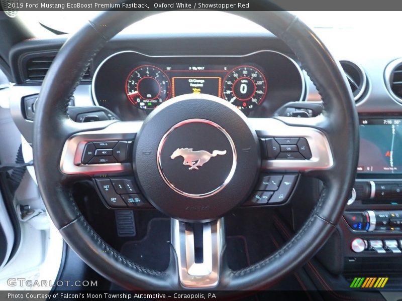 Oxford White / Showstopper Red 2019 Ford Mustang EcoBoost Premium Fastback
