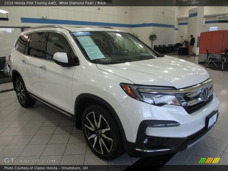 White Diamond Pearl / Black 2019 Honda Pilot Touring AWD