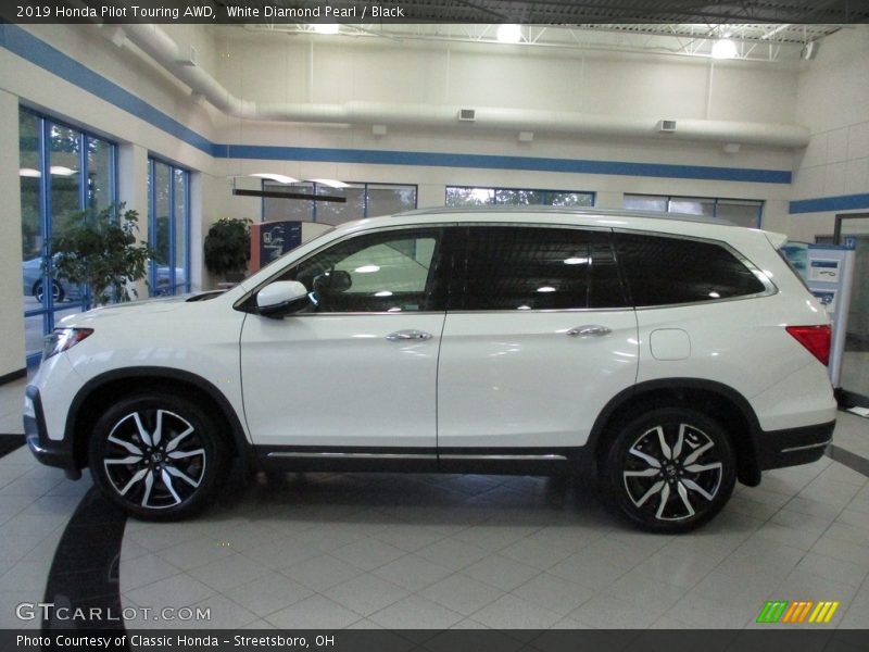 White Diamond Pearl / Black 2019 Honda Pilot Touring AWD