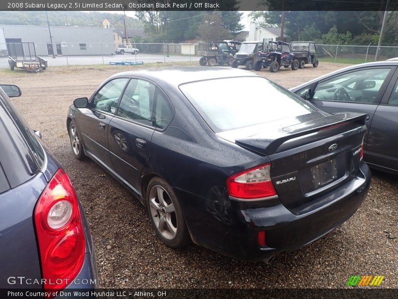 Obsidian Black Pearl / Off Black 2008 Subaru Legacy 2.5i Limited Sedan