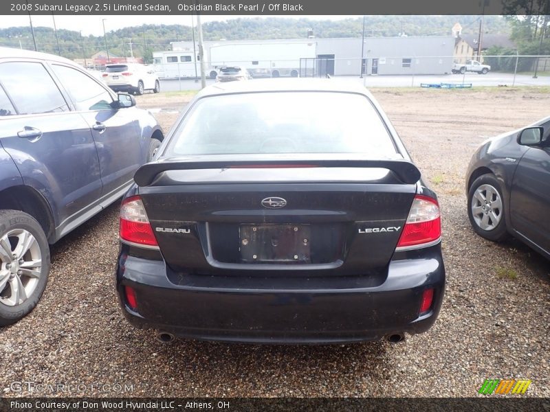 Obsidian Black Pearl / Off Black 2008 Subaru Legacy 2.5i Limited Sedan