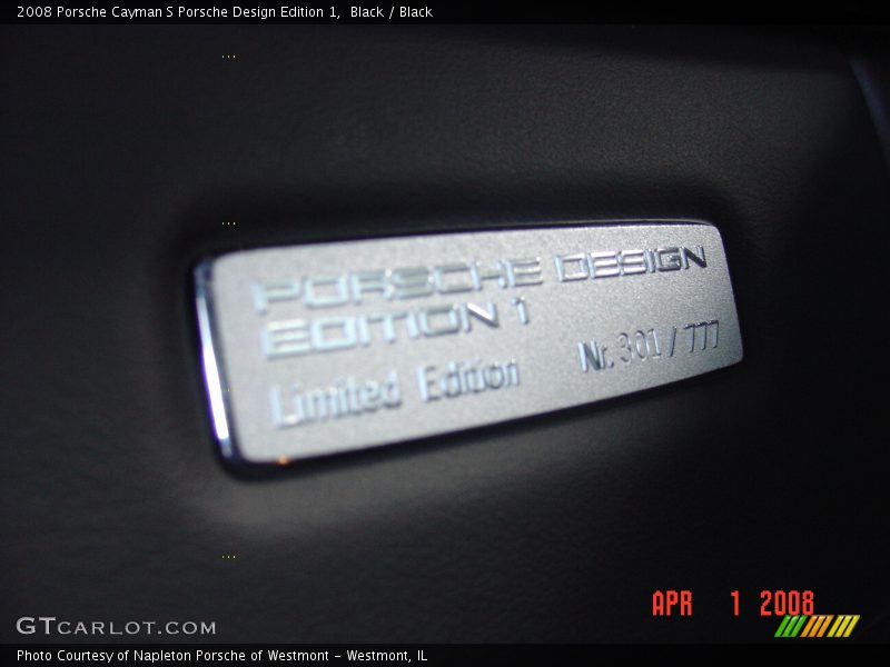 Black / Black 2008 Porsche Cayman S Porsche Design Edition 1