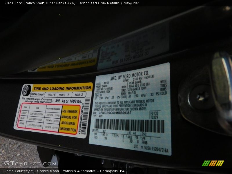 Carbonized Gray Metallic / Navy Pier 2021 Ford Bronco Sport Outer Banks 4x4