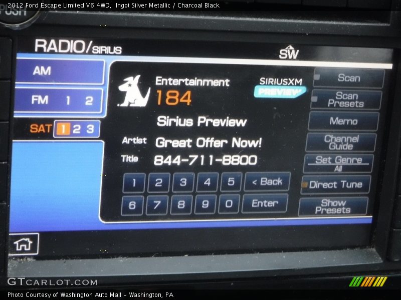 Ingot Silver Metallic / Charcoal Black 2012 Ford Escape Limited V6 4WD
