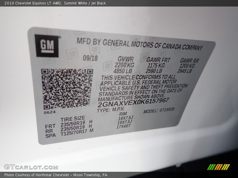 Summit White / Jet Black 2019 Chevrolet Equinox LT AWD