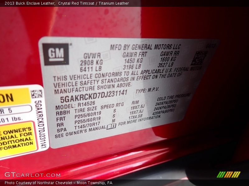 Crystal Red Tintcoat / Titanium Leather 2013 Buick Enclave Leather