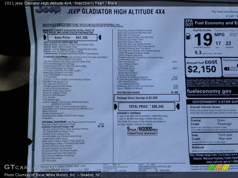 Snazzberry Pearl / Black 2021 Jeep Gladiator High Altitude 4x4
