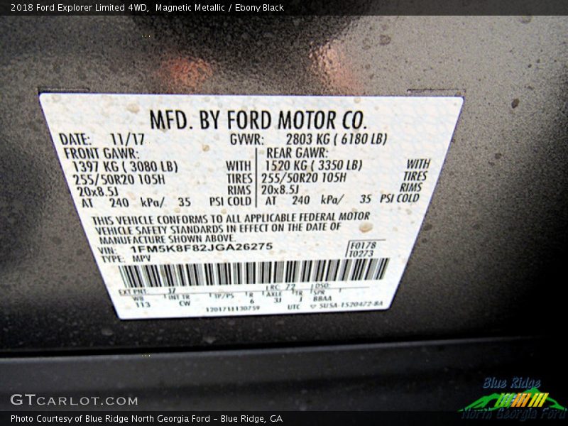 Magnetic Metallic / Ebony Black 2018 Ford Explorer Limited 4WD