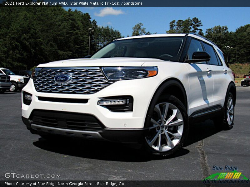 Star White Metallic Tri-Coat / Sandstone 2021 Ford Explorer Platinum 4WD