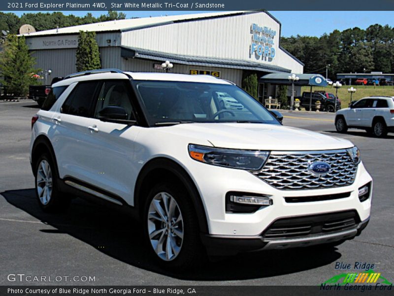Star White Metallic Tri-Coat / Sandstone 2021 Ford Explorer Platinum 4WD