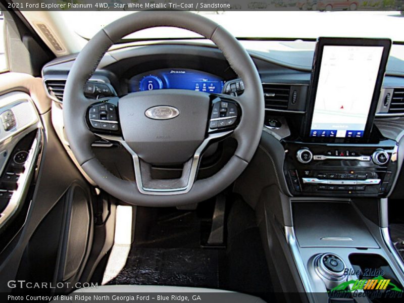 Star White Metallic Tri-Coat / Sandstone 2021 Ford Explorer Platinum 4WD