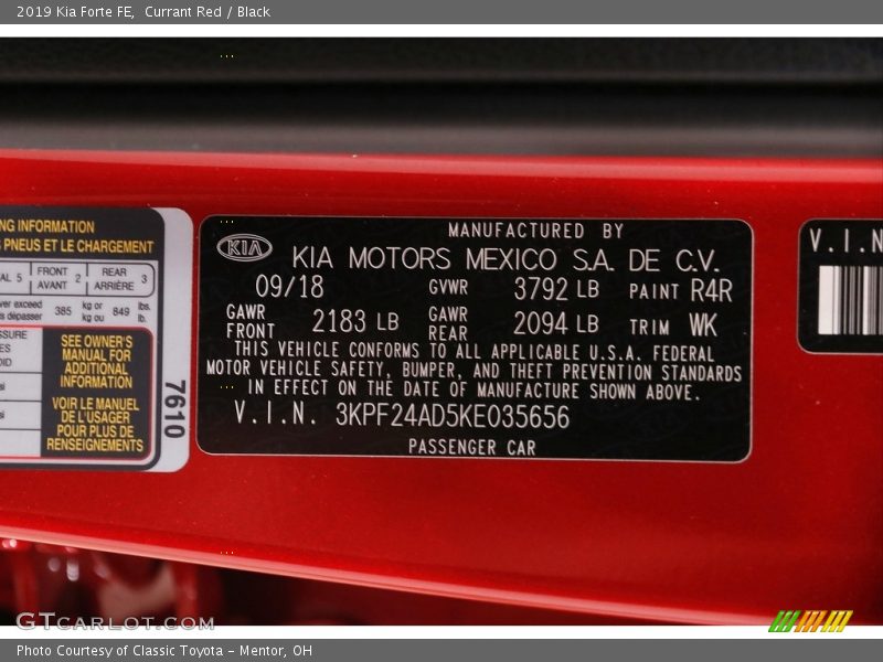 Currant Red / Black 2019 Kia Forte FE