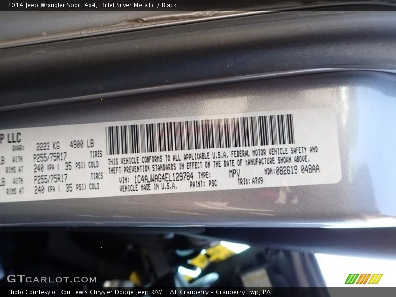 Billet Silver Metallic / Black 2014 Jeep Wrangler Sport 4x4