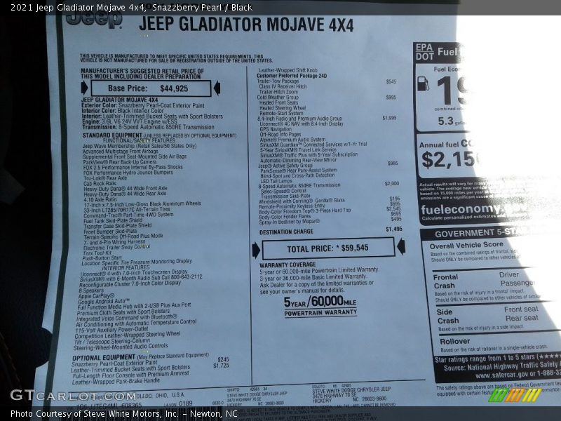 Snazzberry Pearl / Black 2021 Jeep Gladiator Mojave 4x4