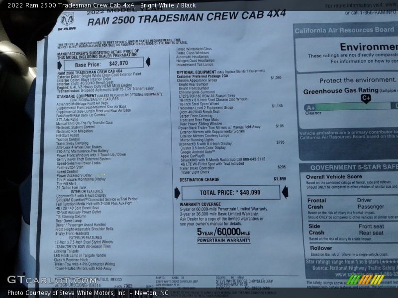 Bright White / Black 2022 Ram 2500 Tradesman Crew Cab 4x4