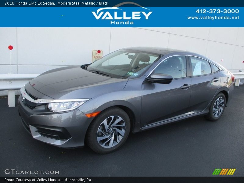 Modern Steel Metallic / Black 2018 Honda Civic EX Sedan