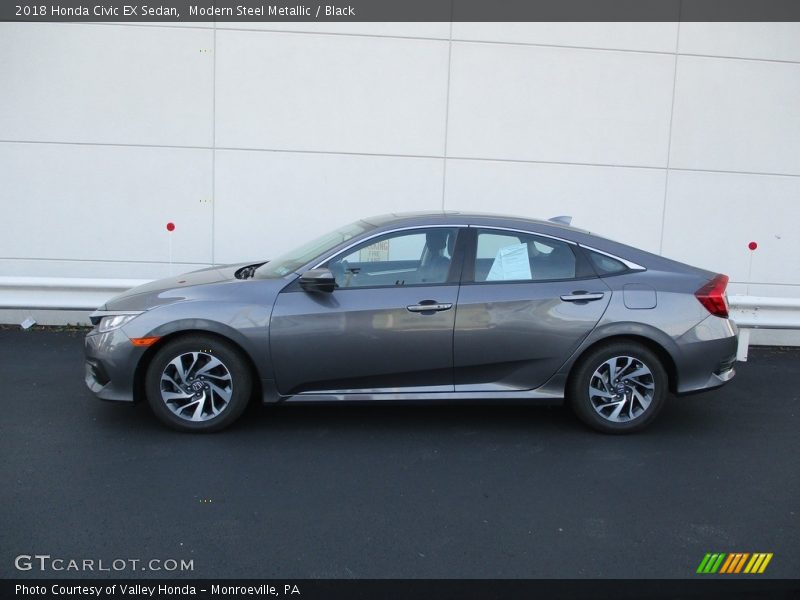Modern Steel Metallic / Black 2018 Honda Civic EX Sedan